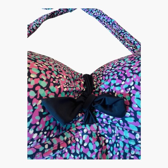 NEW Swimsuits for All Tie Front Halter One Piece Blue Pink Halter Swimsuit 16 - Picture 6 of 16